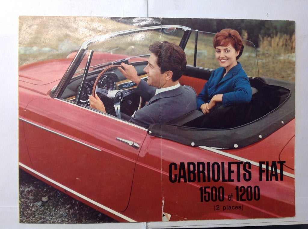 Fiat 1500 en 1200 Cabriolet folder Frans 4 blz 1959, Ophalen of Verzenden, Gelezen, Overige merken