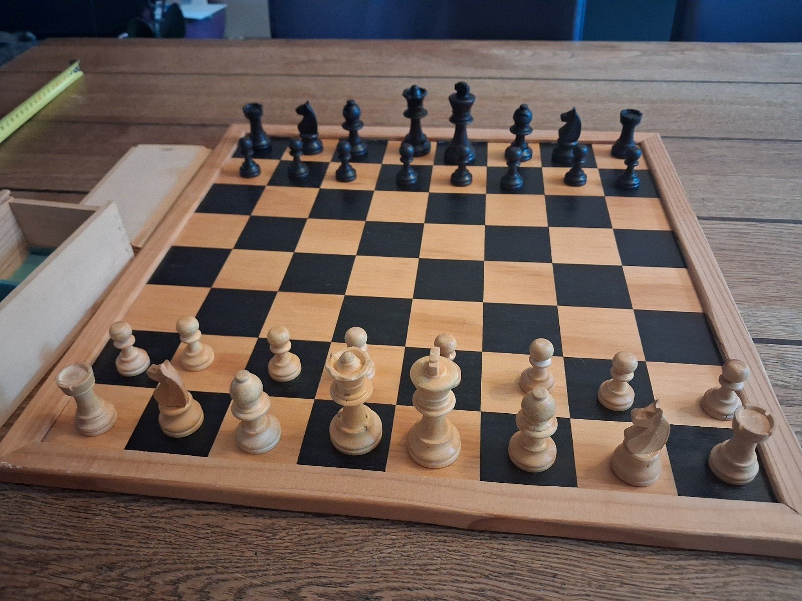 schaakspel met palm hout schaakstukken Staunton, Hobby en Vrije tijd, Een of twee spelers, Ophalen of Verzenden, Gebruikt, Onbekend