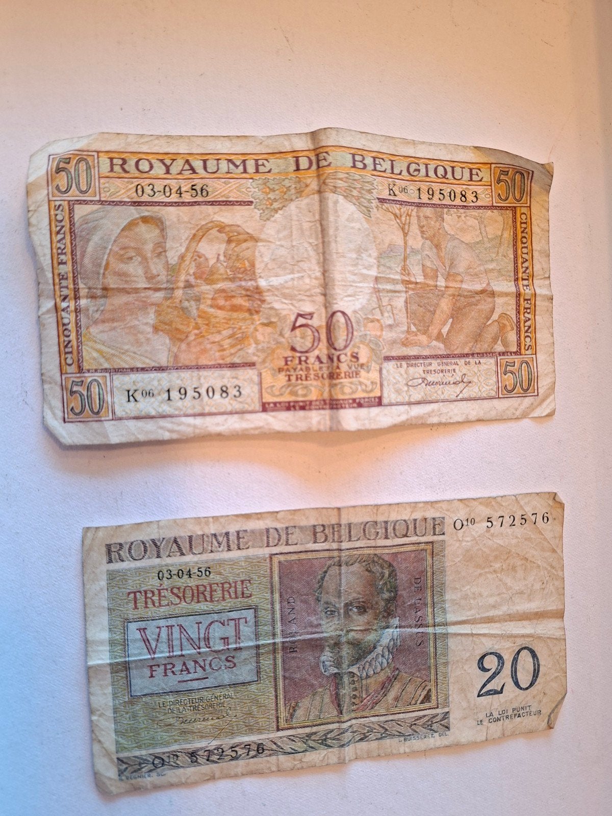 België   biljetten 1956, Ophalen of Verzenden, Buitenland, Bankbiljetten