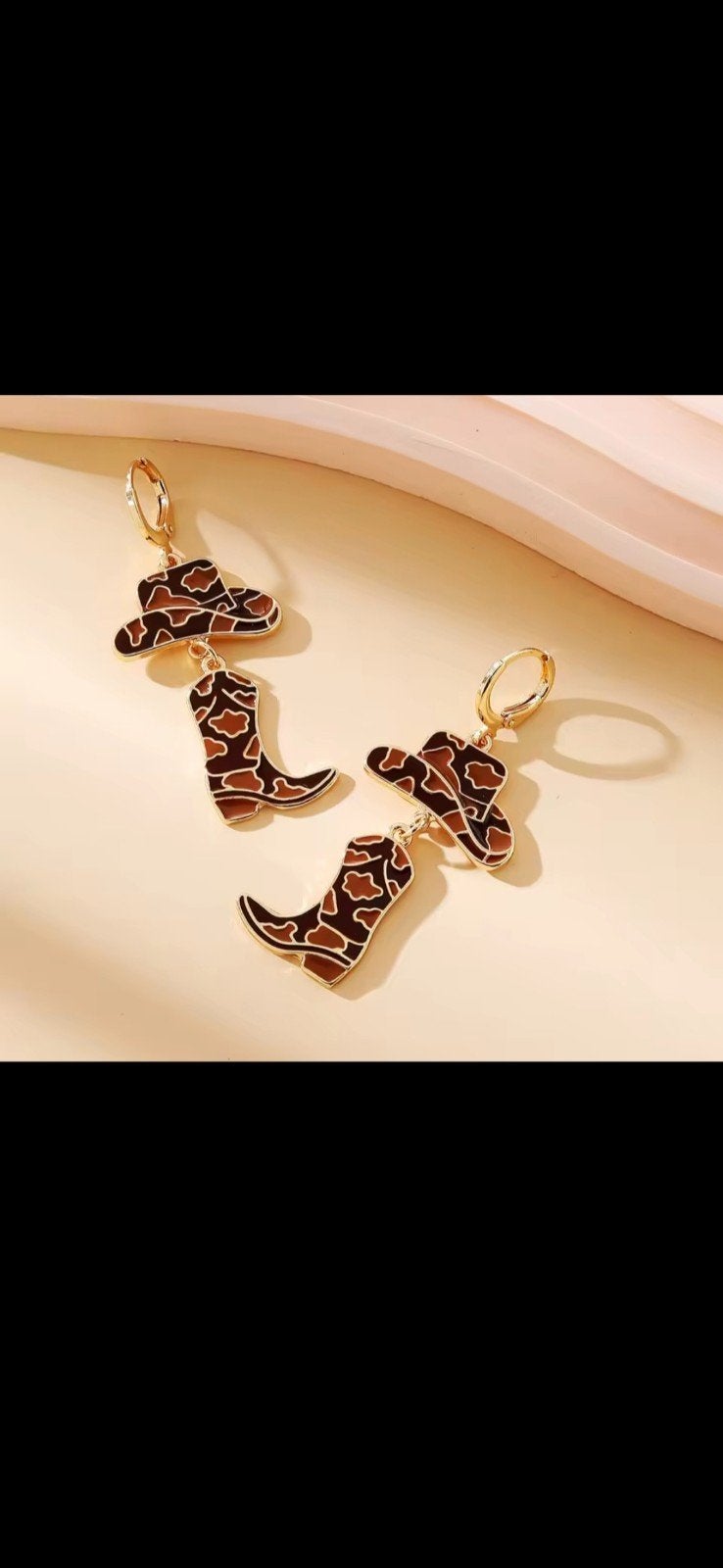 Nieuwe Cowboy Hoed en Laarzen Oorbellen - Uniek Design, Ophalen, Overige materialen, Hangers, Bruin