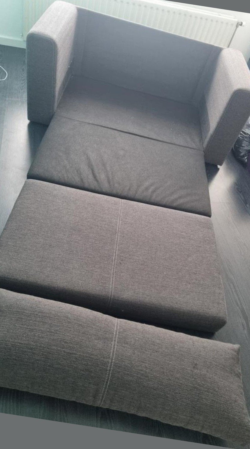 2 zits slaapbank ikea Askeby grijs, Ophalen, Tweepersoons, 140 cm, Zo goed als nieuw