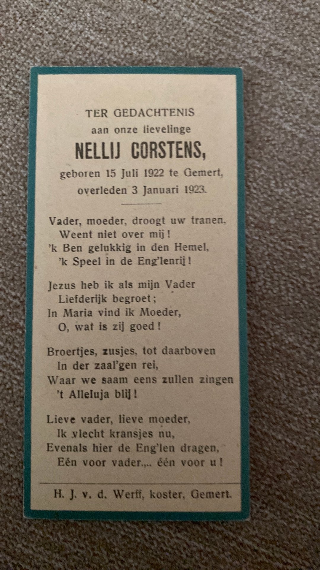 6 maanden Nellij Corstens 1922 Gemert 1923, Ophalen of Verzenden