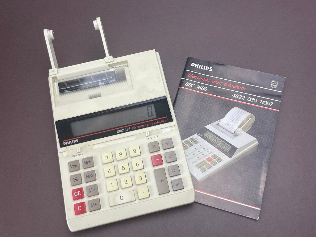 Vintage 80s Compacte oude Philips rekenmachine: SBC1886, Ophalen of Verzenden, Gebruikt
