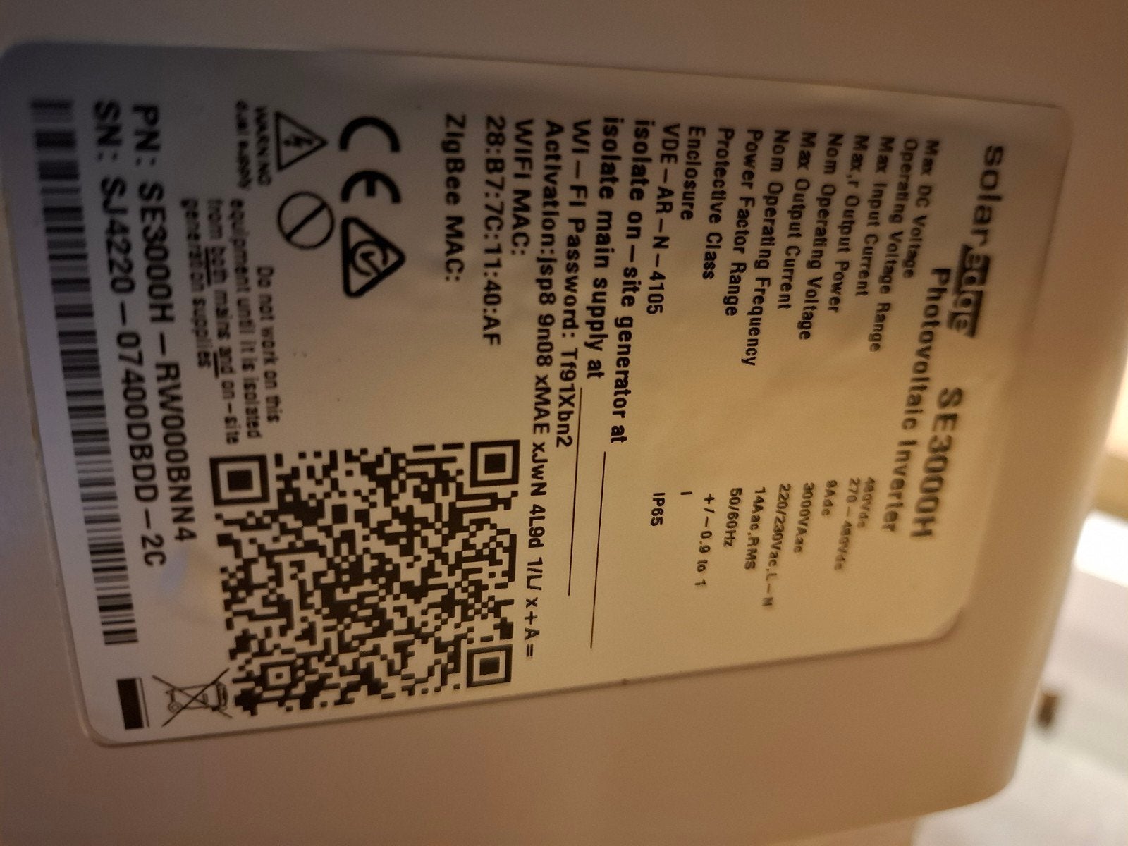 SolarEdge SE3000H Omvormer, Ophalen of Verzenden, Gebruikt, Overige typen
