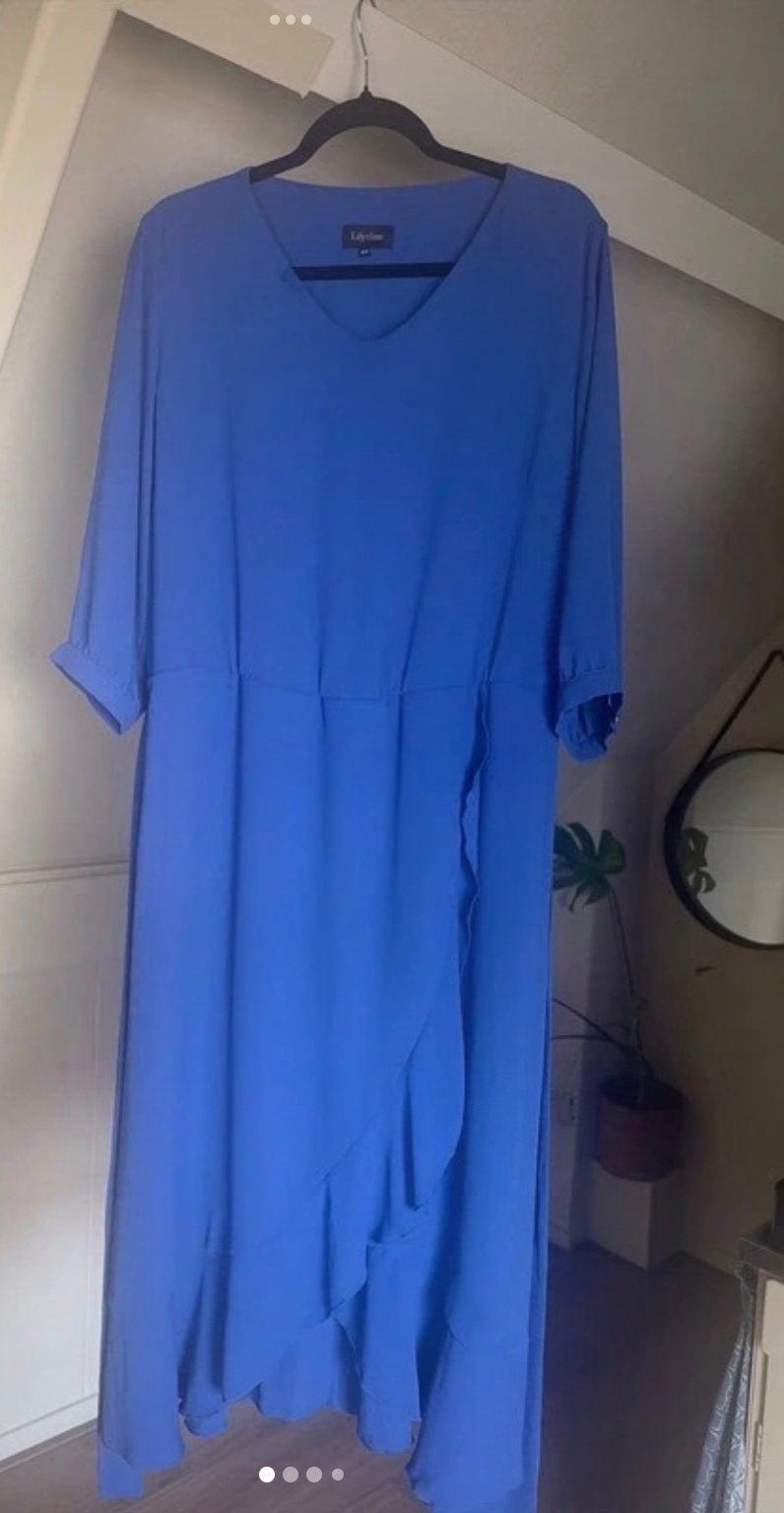 Prachtige kobaltblauwe wikkeljurk van Lilytime, maat 44, Blauw, Maat 42/44 (L), Ophalen of Verzenden, Zo goed als nieuw
