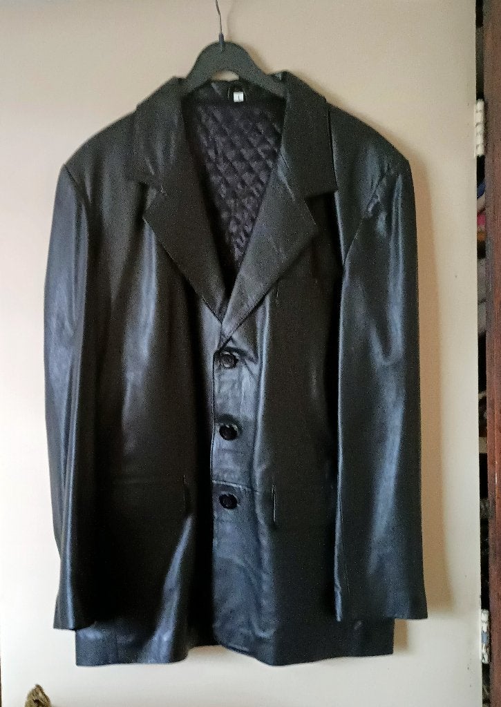 leren colbert, Kleding | Heren, Kostuums en Colberts, Ophalen, Onbekend, Maat 48/50 (M), Zwart