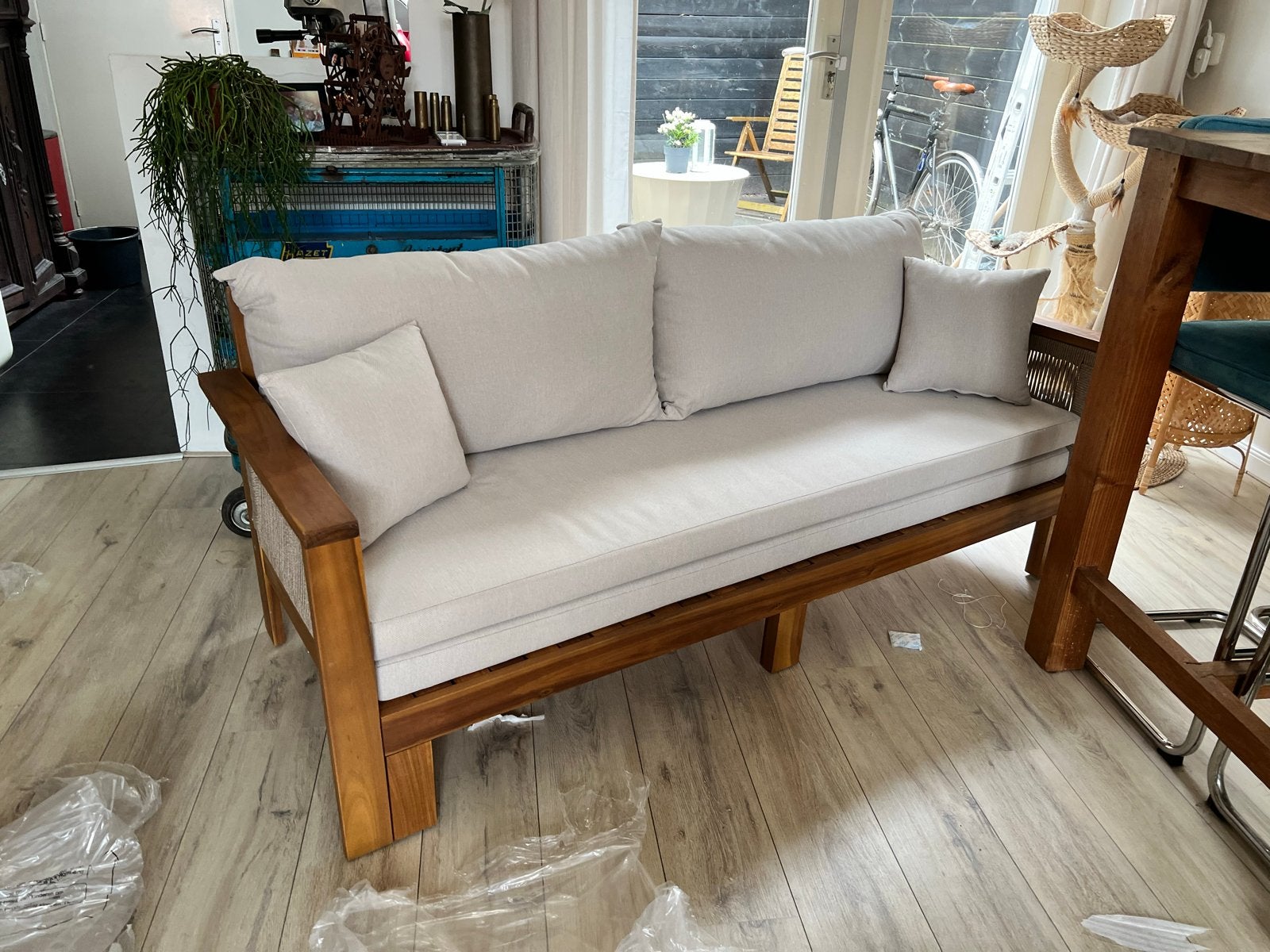 Stijlvolle houten tuinbank nous garden la lena, Tuin en Terras, Ophalen, Zo goed als nieuw, Hout