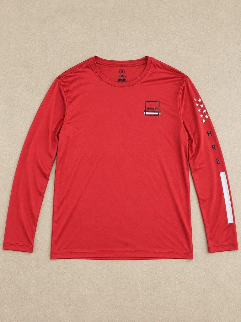 Hurley Longsleeve Rood met Print Maat L, Maat 52/54 (L), Ophalen of Verzenden, Zo goed als nieuw, Hurley