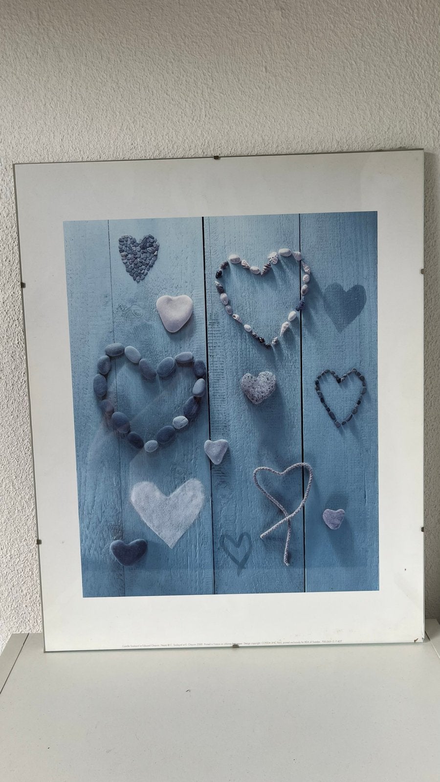 Hartjes Poster - Blauw Hout Look - Romantische Decoratie, Ophalen, 50 – 75, Gebruikt, Foto of Poster