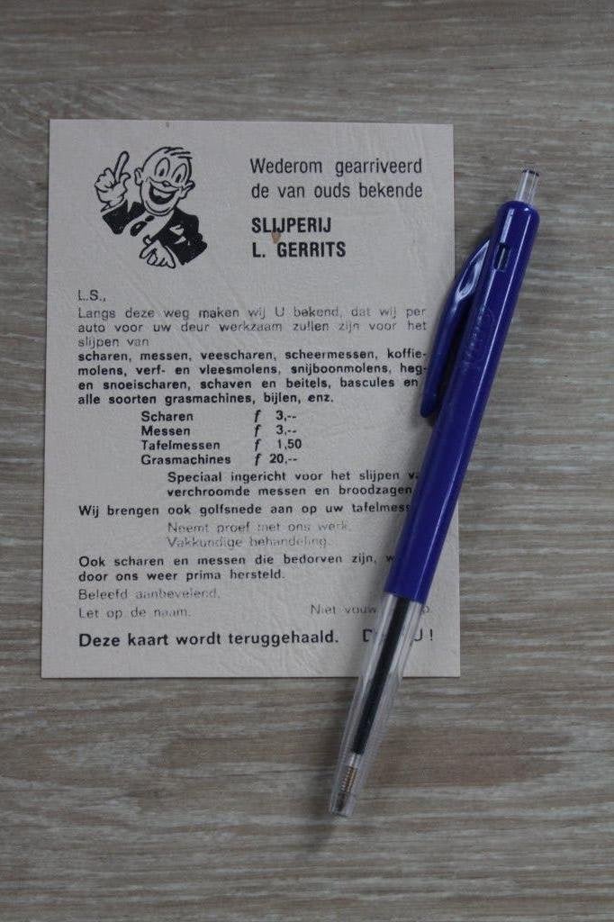 Ephemera, vintage klein grafiek; advertentie Slijperij, Verzenden, Zo goed als nieuw, Overige typen