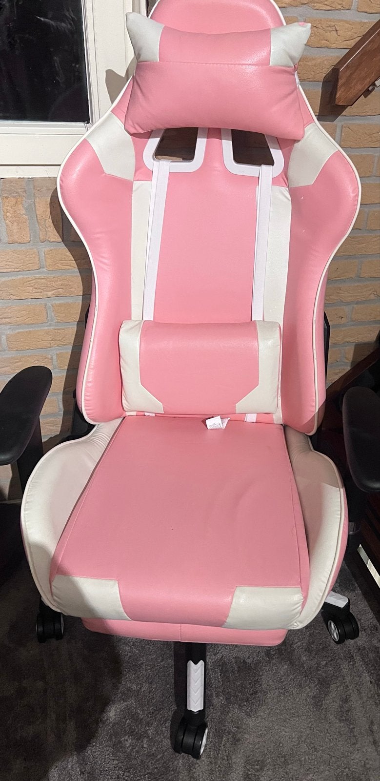Roze Gaming Bureaustoel met Voetensteun, Huis en Inrichting, Ophalen, Zo goed als nieuw, Roze, Bureaustoel