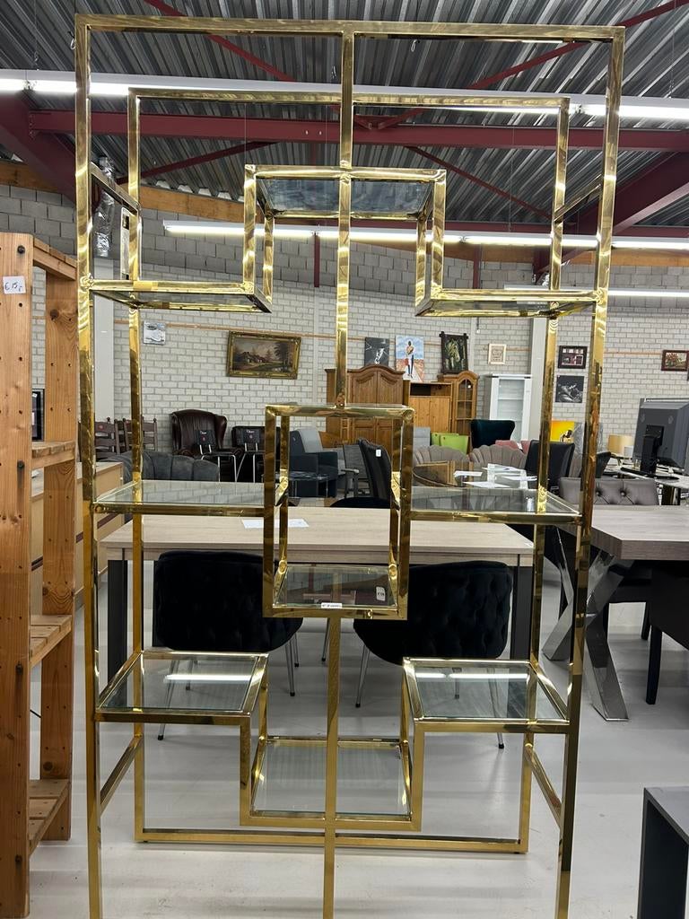 Glazen Gouden wandrek NIEUW €500 VASTE PRIJS, Huis en Inrichting, Kasten | Wandmeubels, Ophalen, 200 cm of meer, Nieuw, 25 tot 50 cm