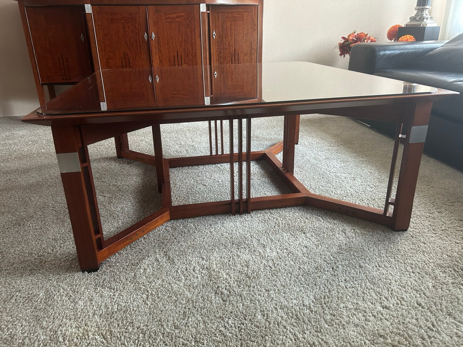Schuitema Art Deco salontafel Mason met glasplaat, Huis en Inrichting, Ophalen, 100 tot 150 cm, Vierkant, Zo goed als nieuw