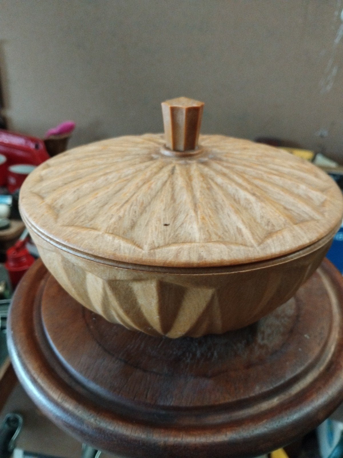 bakelieten dekseldoos oranje/bruin, Ophalen of Verzenden