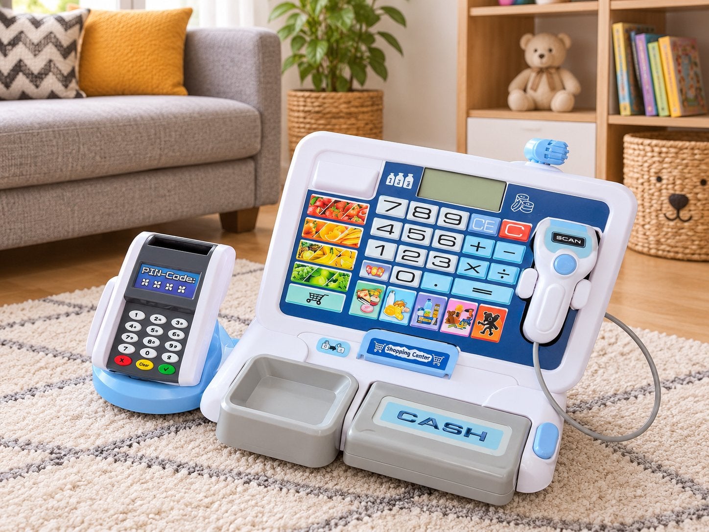 Speelgoed kassa met pinautomaat en scanner, Ophalen of Verzenden, Zo goed als nieuw, Rekenen, Met geluid