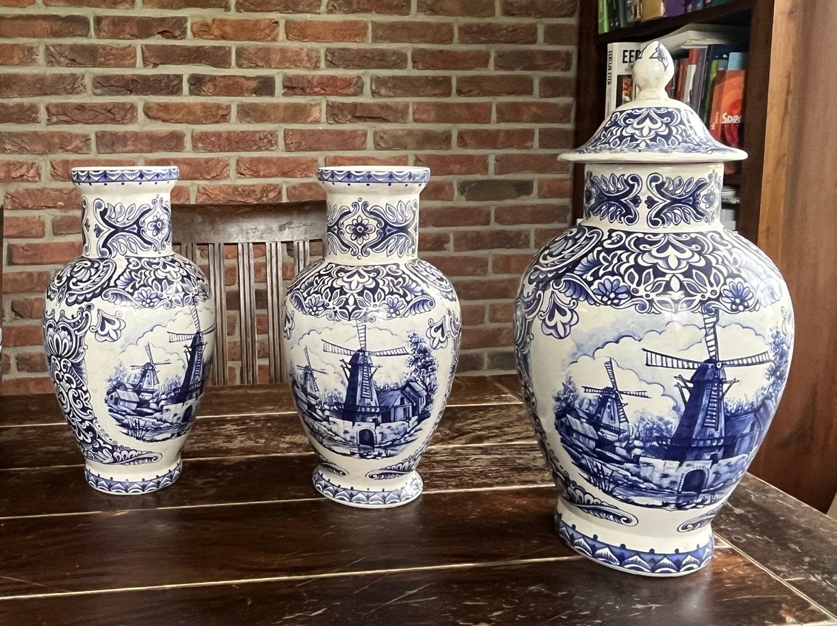 3 grote Vazen , Delfts blauw, Ophalen of Verzenden