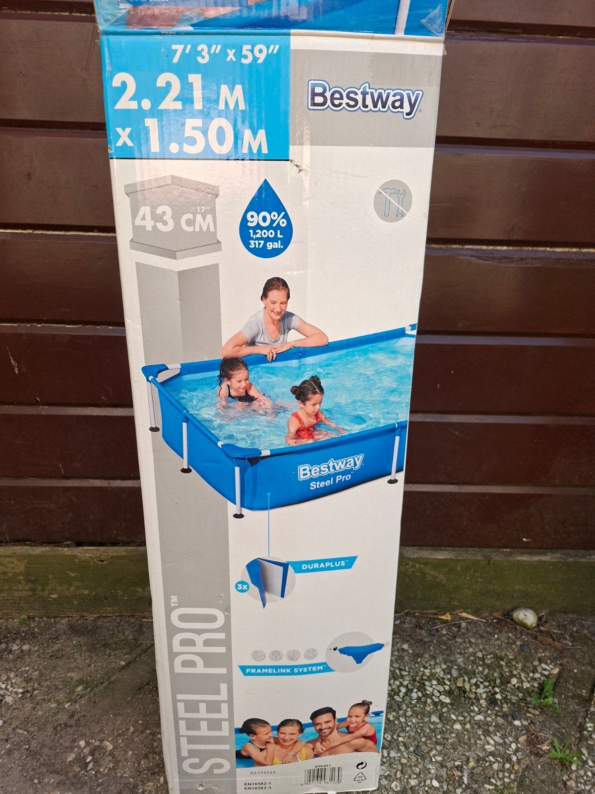 Bestway Steel Pro Zwembad 2.21m x 1.50m x 43cm, Ophalen, Gebruikt, Opzetzwembad, Rechthoekig