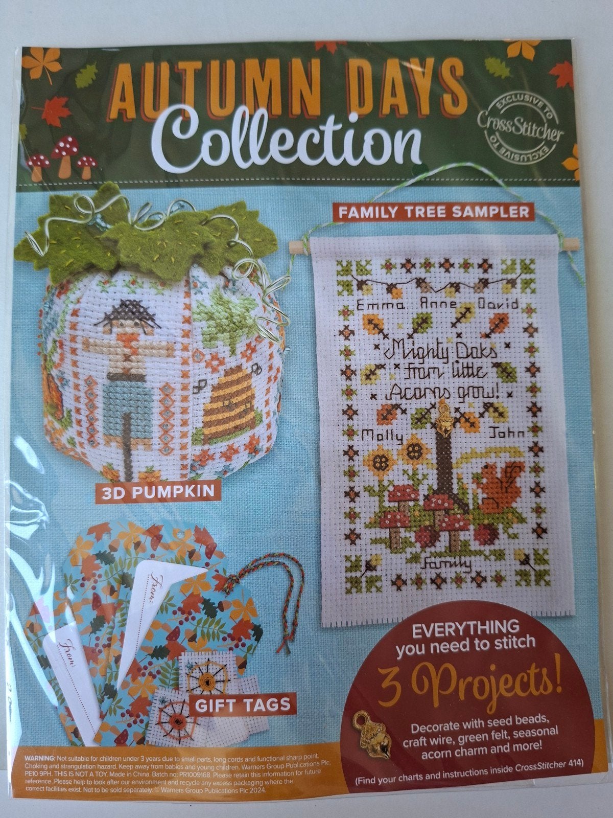 Handwerkpakket met 3 herfst projecten, nieuw!, Hobby en Vrije tijd, Ophalen of Verzenden, Nieuw, Handborduren, Borduurpakket