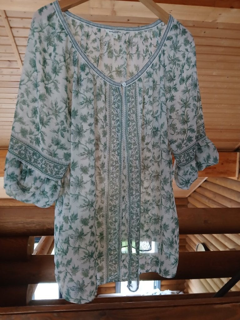Max Studio London Blouse - Groen/Wit Bloemenprint Maat L, Kleding | Dames, Maat 42/44 (L), Max Studio London, Ophalen of Verzenden