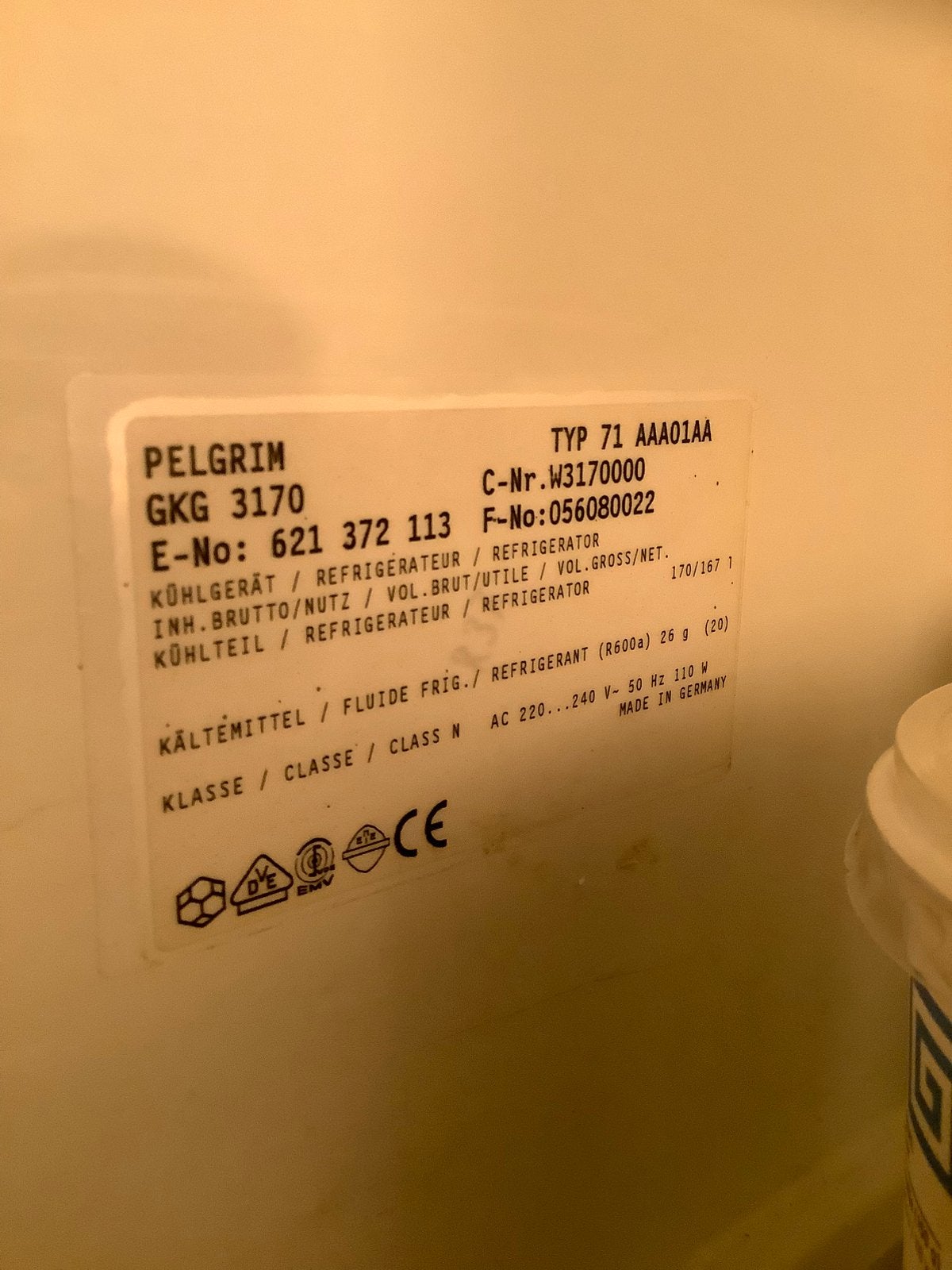 Inbouw koelkast, Ophalen, Gebruikt, Wandairco, 3 snelheden of meer