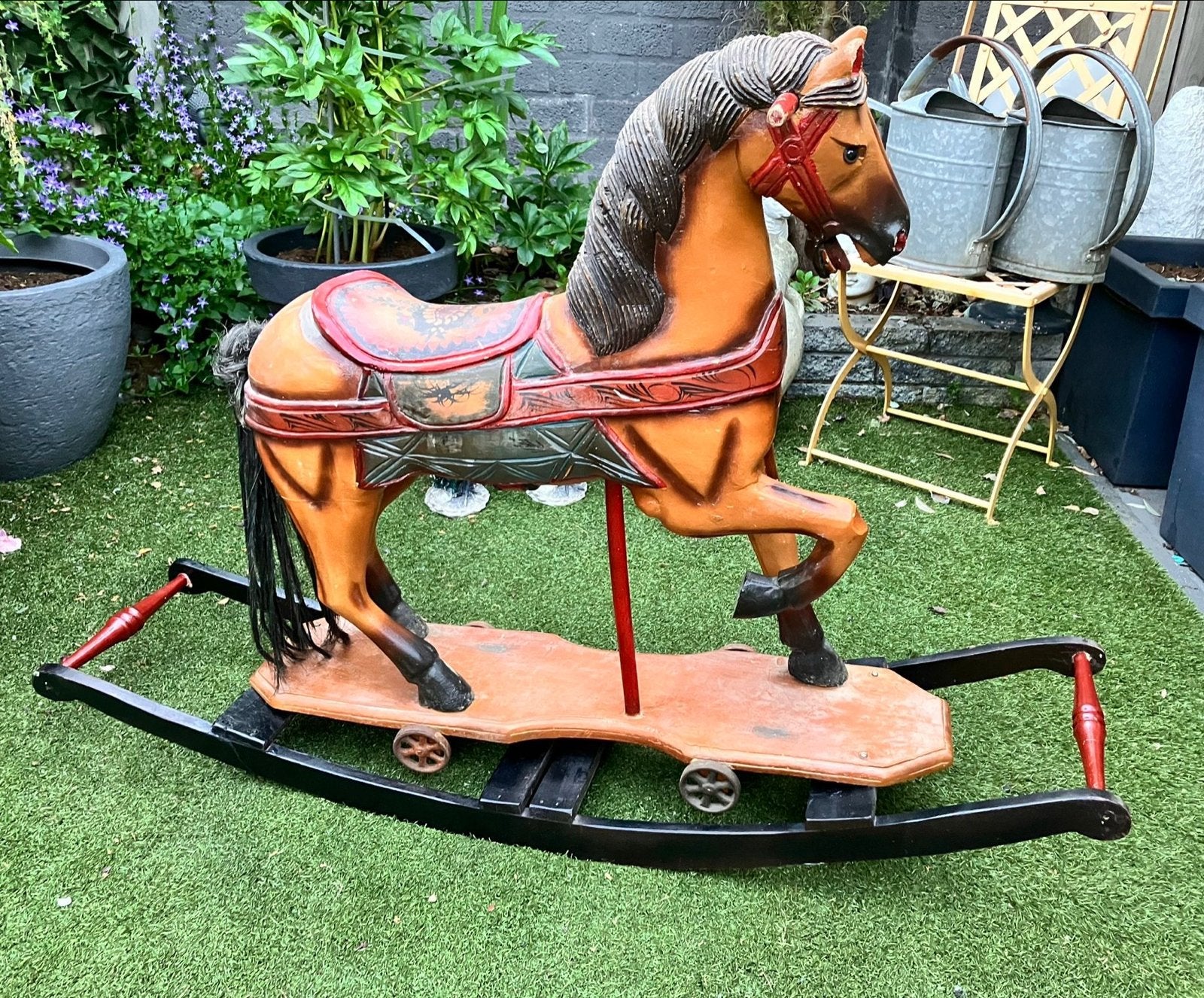 Antiek hobbelpaard - Decoratief houten speelgoed, Ophalen