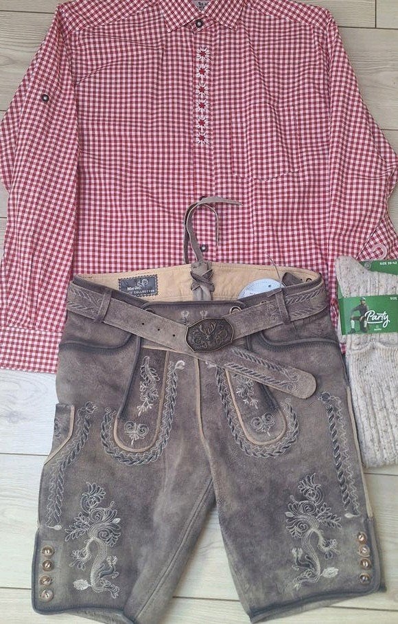 Lederhose 48 wildbock overhemd kousen oktoberfeest Tiroler, Ophalen of Verzenden, Marjo, Maat 48/50 (M), Overige thema's