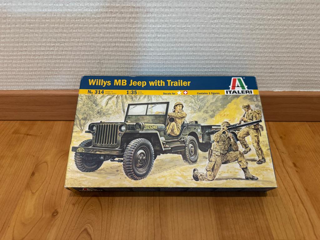 Italeri Willys MB Jeep with Trialer 1:35, 1:32 tot 1:50, Nieuw, Ophalen of Verzenden, Italeri