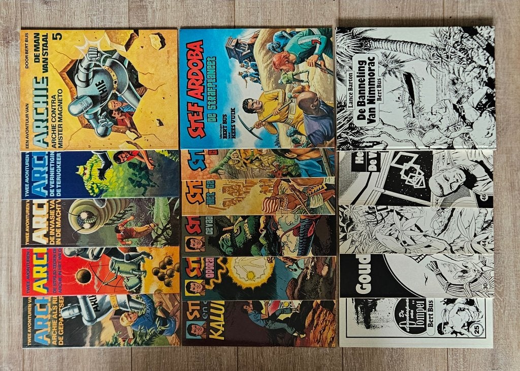 Archie de man van staal - Stef Ardoba - Oberon - Bert Bus, Boeken, Bert Bus, Ophalen of Verzenden, Zo goed als nieuw, Meerdere stripboeken