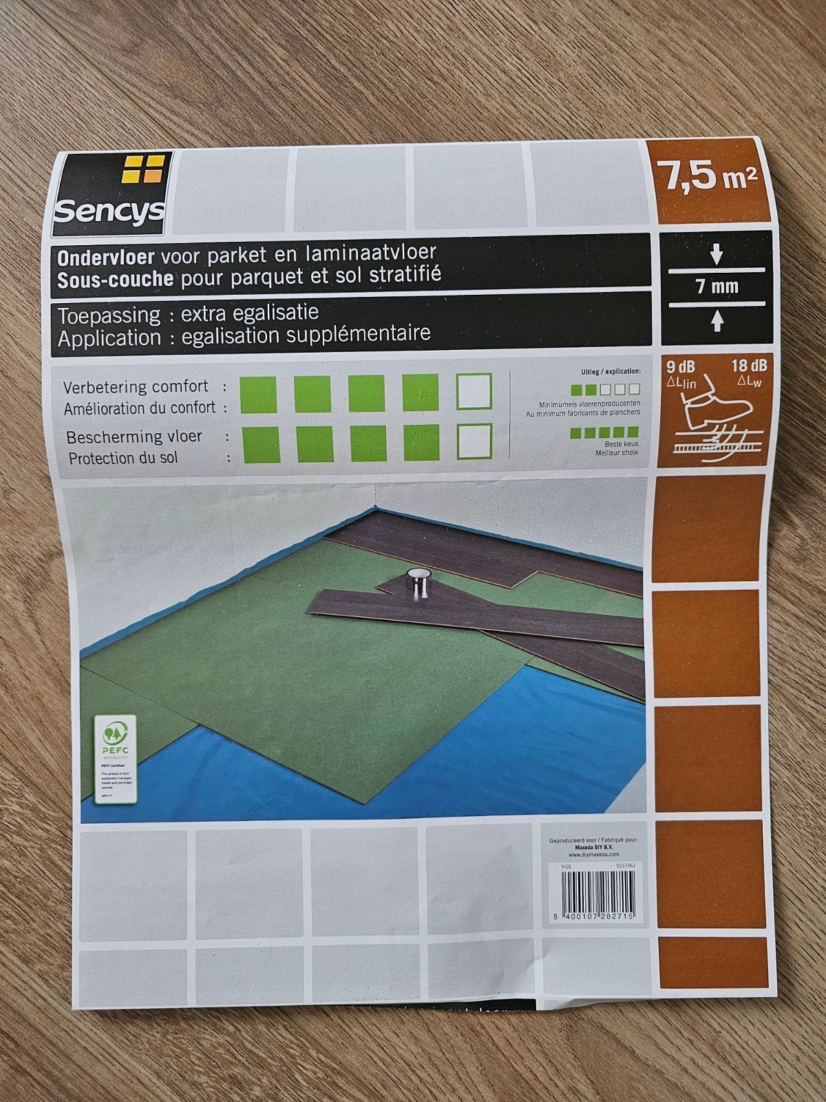 Gratis afhalen open pak Sencys ondervloer 7mm, Ophalen, Nieuw, Hout, Vloerdelen of -planken