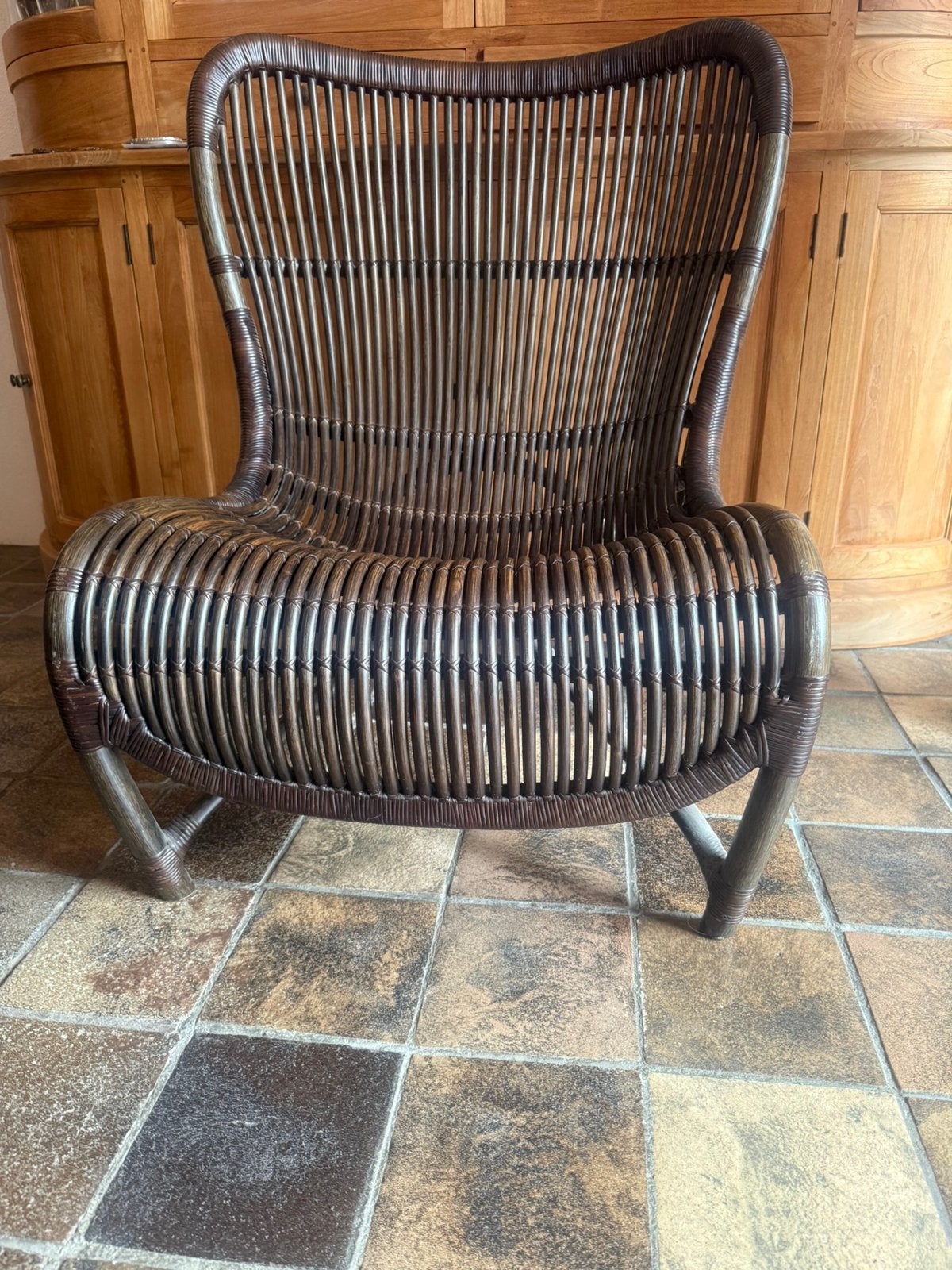 Twee donkerbruine rotan/bamboe stoelen Yuzuru Yamakawa, Ophalen, Overige materialen, Twee, Bruin