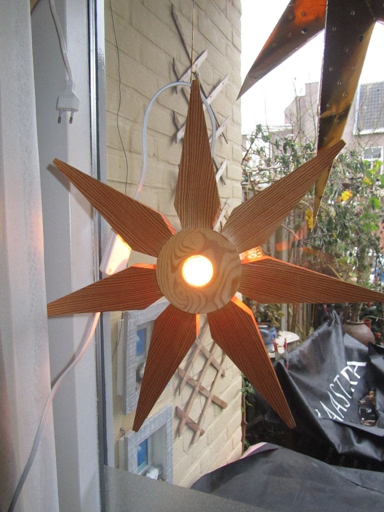 Vintage houten kerstster, Diversen, Kerst, Ophalen of Verzenden, Gebruikt