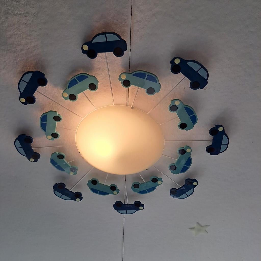 Plafonnière plafondlamp met auto's - 60 cm doorsnee, Huis en Inrichting, Lampen | Plafondlampen, Ophalen of Verzenden, Gebruikt