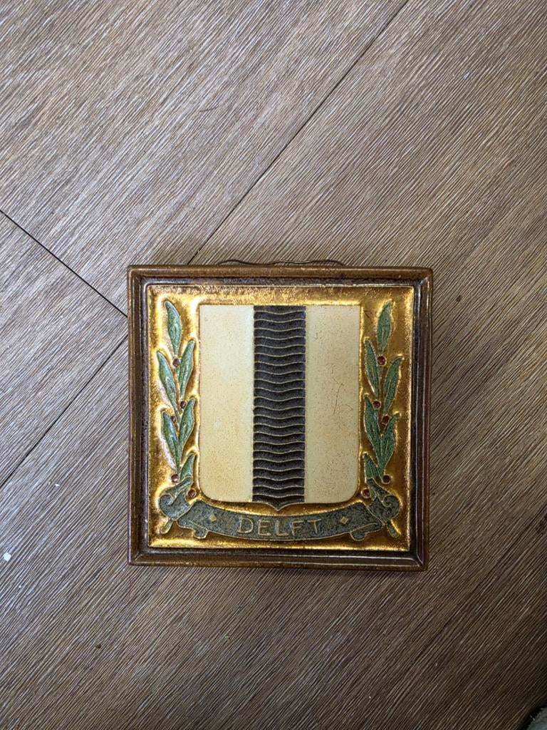 Antiek Delfts wapenschild tegel, Ophalen of Verzenden