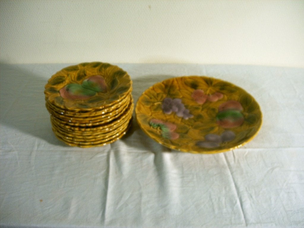 Barbotine gebaks- of dessertset van Sarreguemines, Ophalen of Verzenden