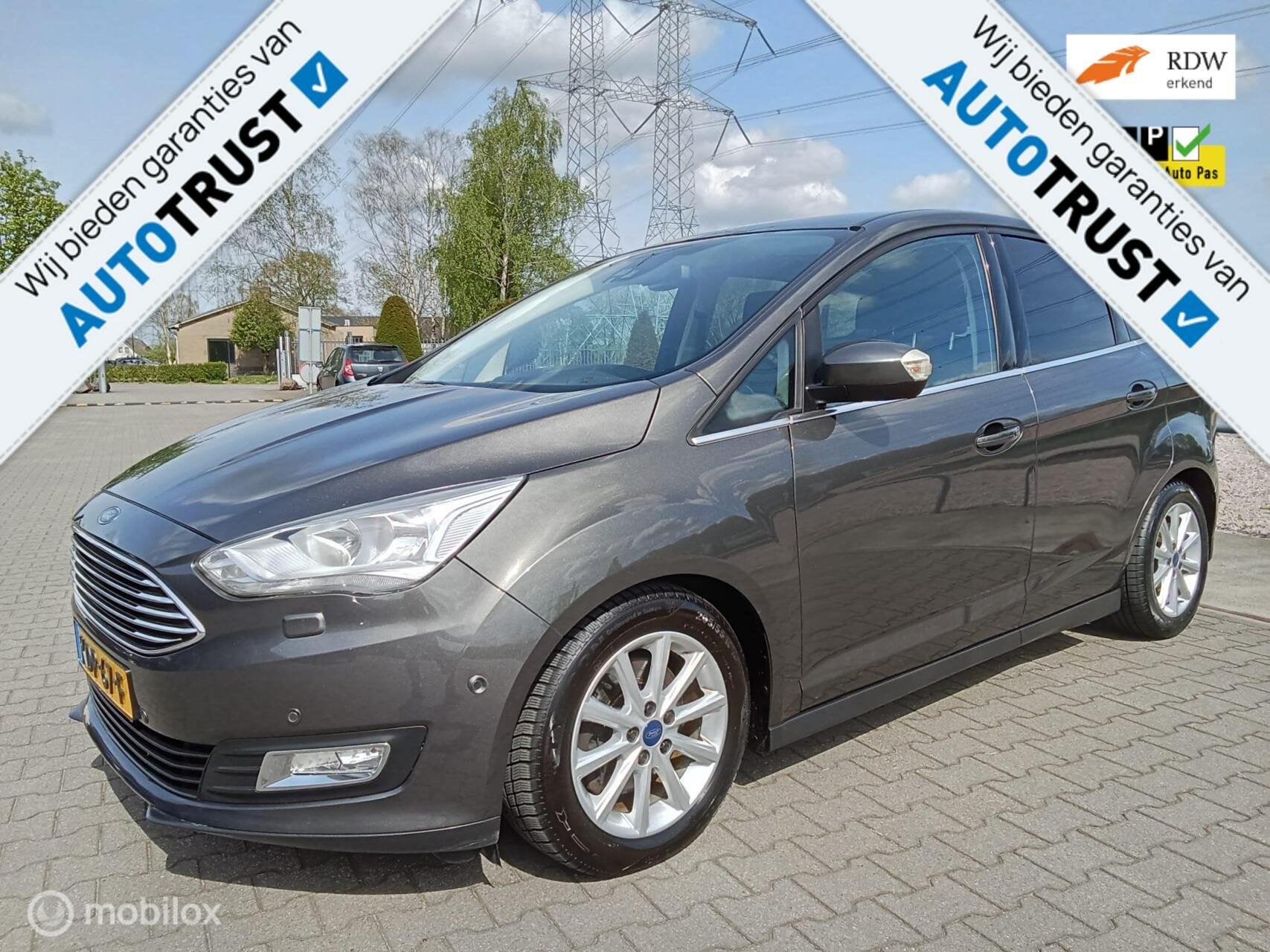 Ford C-Max 1.5 Titanium/automaat/cruise/clima/trekhaak, Auto's, Ford, Zwart, 4 cilinders, Automatische klimaatregeling, Bedrijf