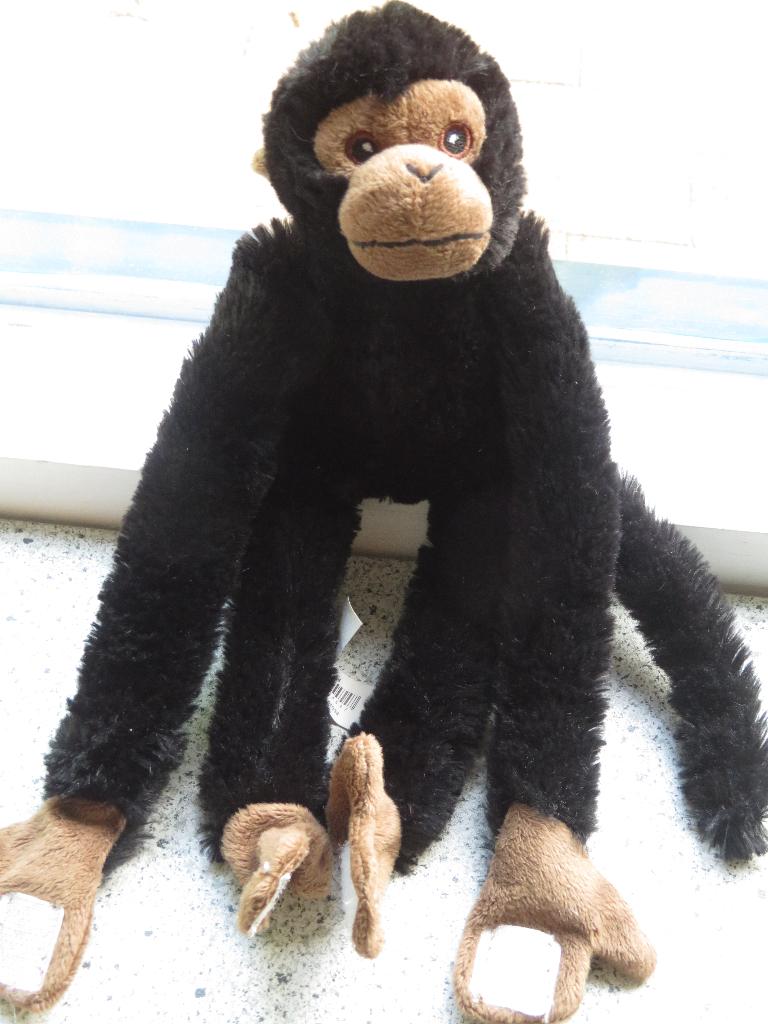 Aap jungleaap slungelaap merk PIA International Soft Toys, Zwart, Ophalen of Verzenden, Zo goed als nieuw, Wasbaar