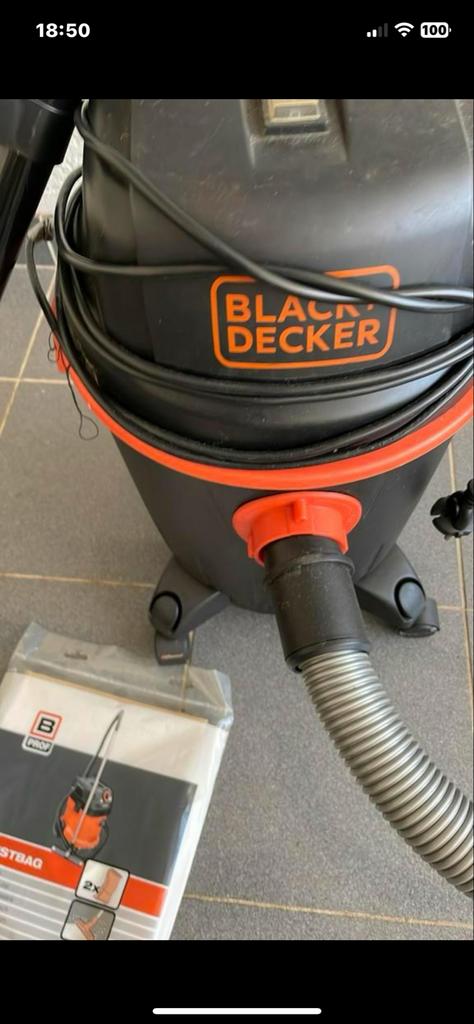Black+Decker BXVC20PE Nat- en Droogzuiger 1200W, Witgoed en Apparatuur, Stofzuigers, Stofzak, Ophalen of Verzenden, Zo goed als nieuw