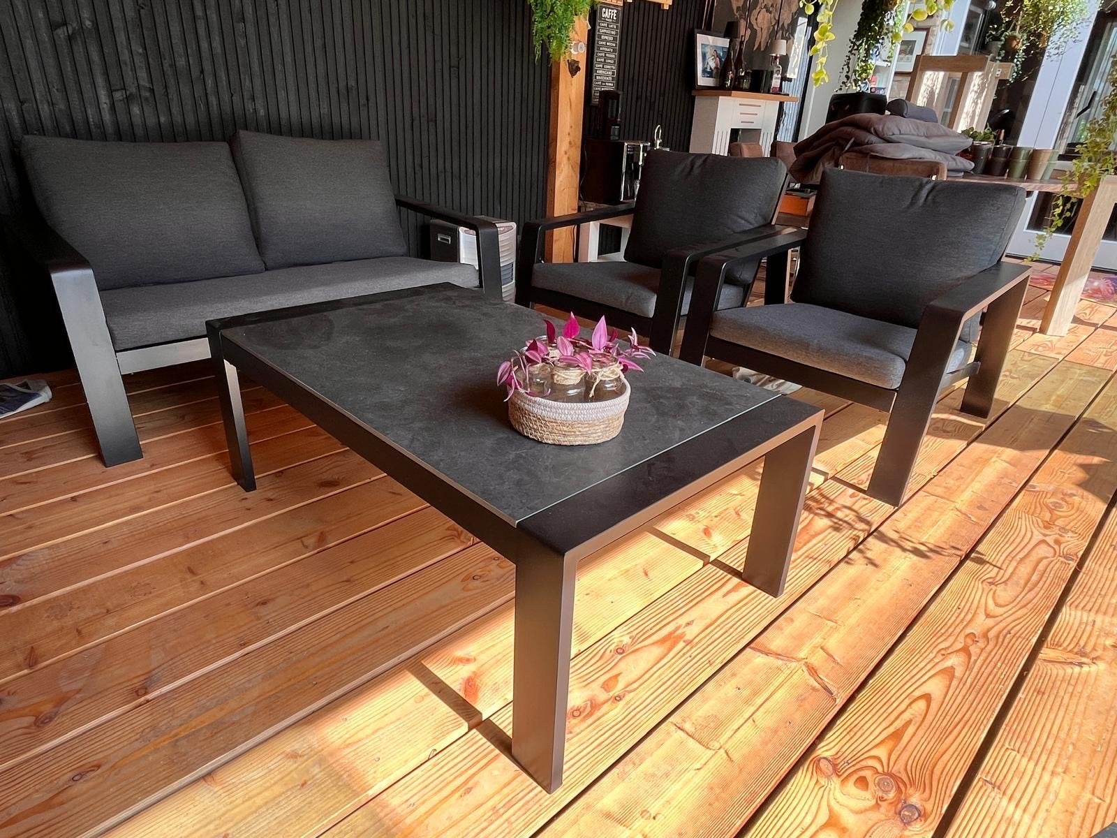 Bois le Duc Loungeset - Aluminium met grijze kussens, Tuin en Terras, Ophalen, 4 zitplaatsen, Aluminium, Zo goed als nieuw