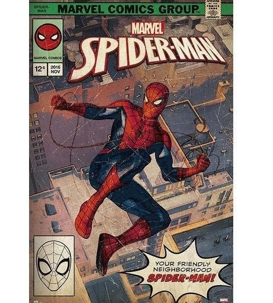 Spiderman Maxi Poster - Comic Front Muurposter - Marvel, Rechthoekig Staand, Nieuw, Ophalen of Verzenden, A1 t/m A3