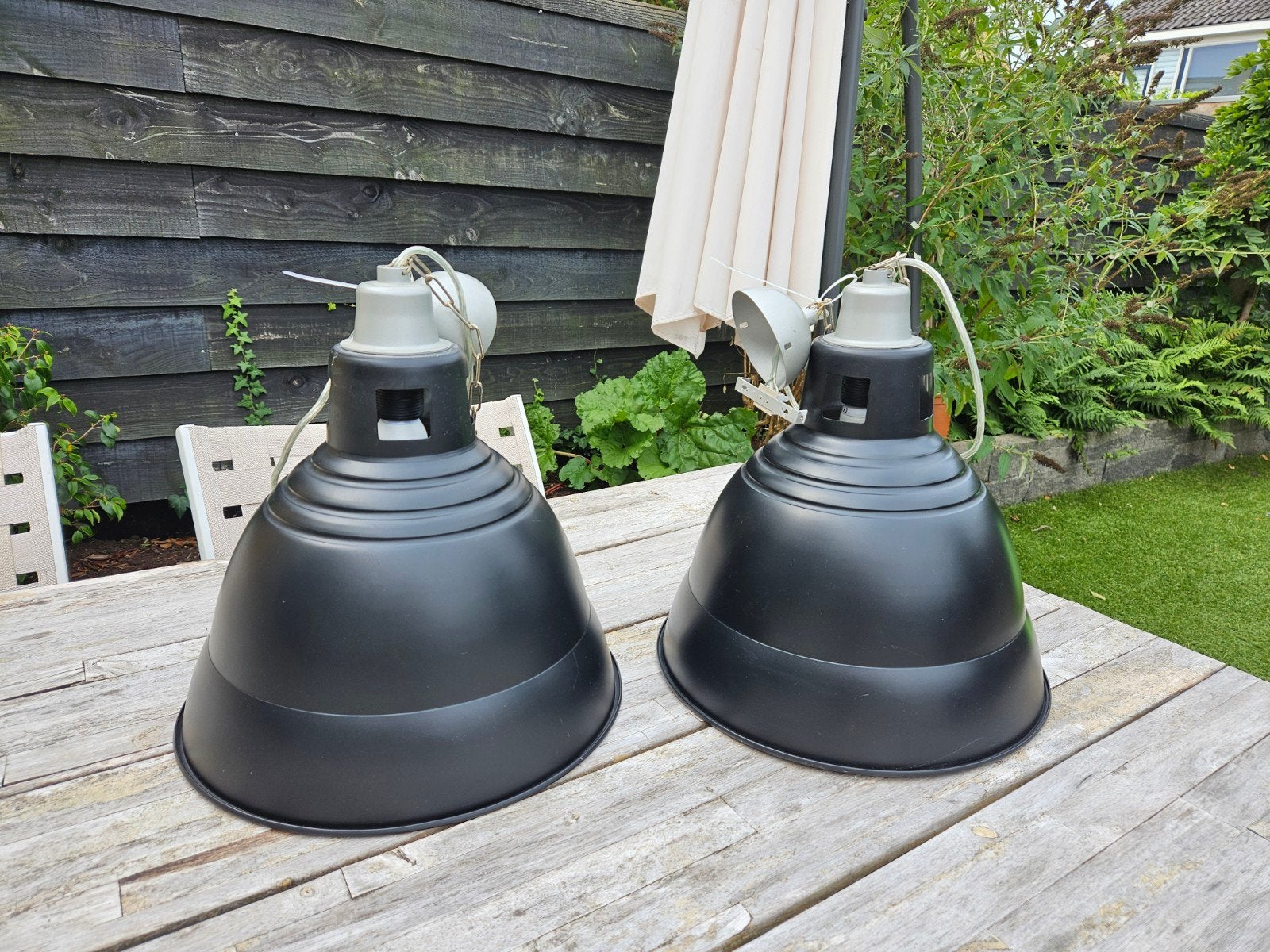 hanglampen 2 stuks, industrieel lamp, Ophalen, Zo goed als nieuw