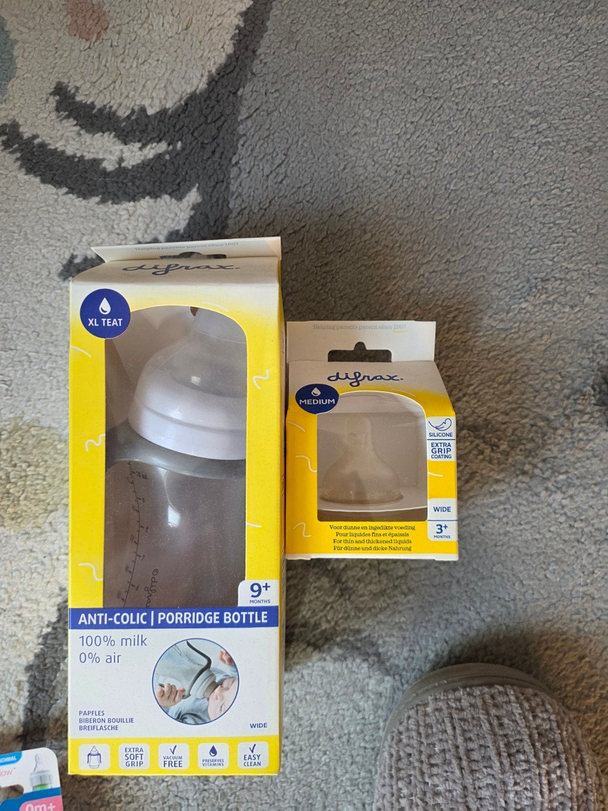 Difrax Anti-Colic Fles XL Teat met extra Medium Speen, Ophalen of Verzenden, Nieuw