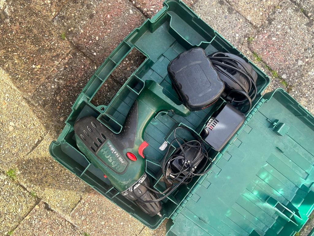 Bosch PSR 14,4 V-LI accuschroefboormachine, Ophalen of Verzenden, Gebruikt, Boor- en Schroefmachine