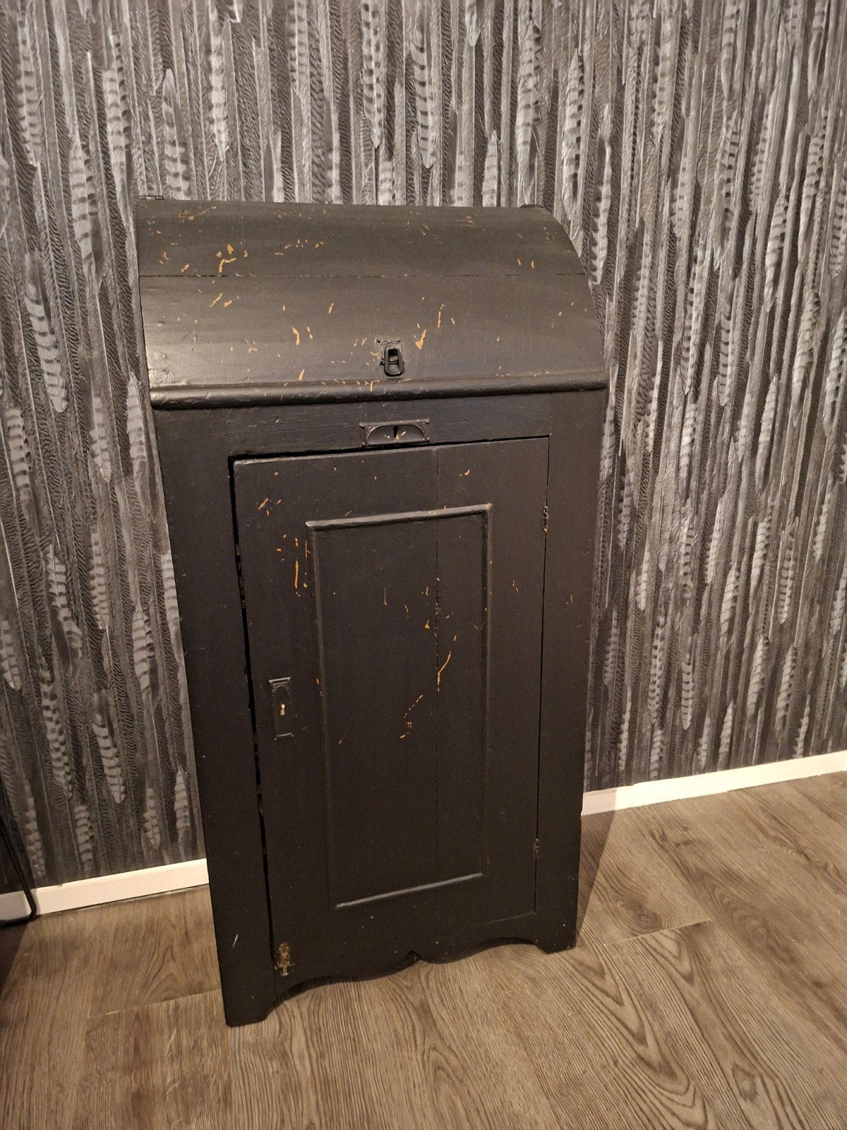 Antieke houten secretaire met klepluik en kastje, Ophalen