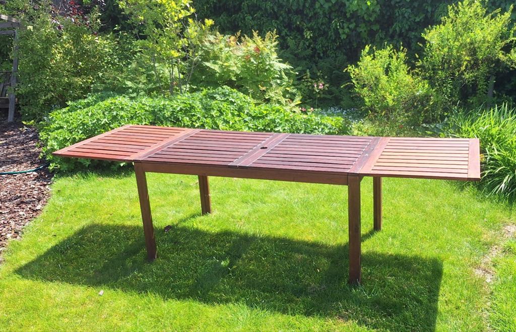 IKEA NAMMARO/APPLARO uitschuifbare tuintafel 260/200/14077, Tuin en Terras, Ophalen, Gebruikt, Hout