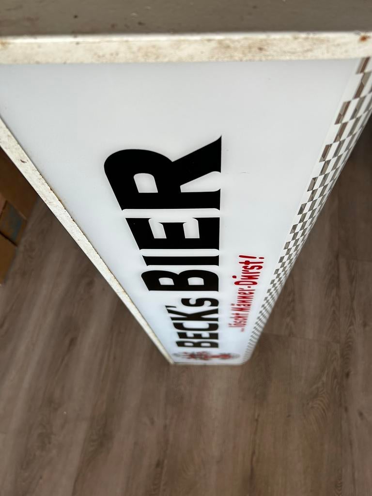 Vintage Becks Bier Lichtbak Reclamebord, Ophalen, Gebruikt