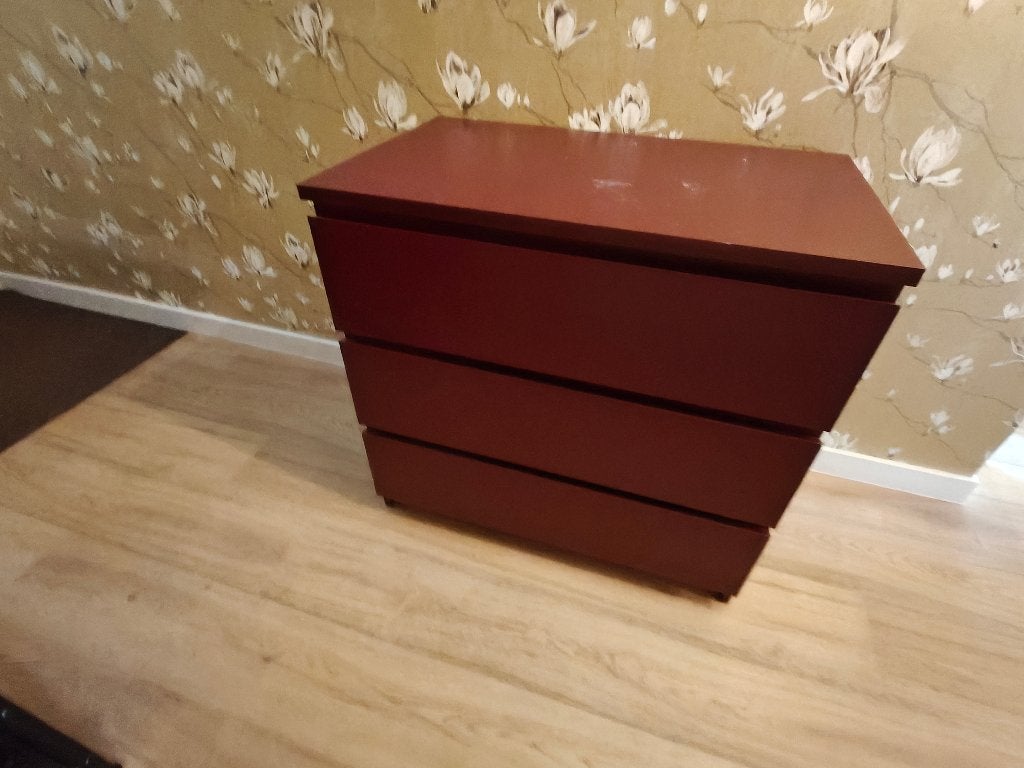 Paars roze MALM ladekast, Huis en Inrichting, Kasten | Ladekasten, Ophalen, Gebruikt, 50 tot 100 cm, 3 of 4 laden