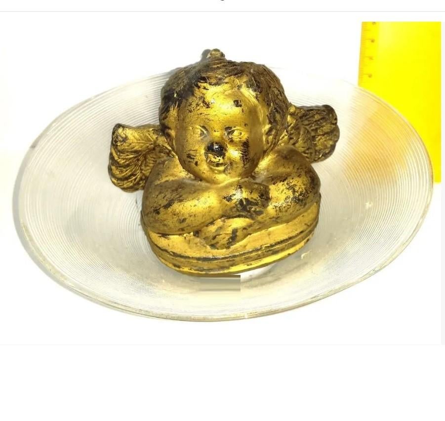 Angel VINTAGE KAARS FIGUUR met boord (kandelaar) kerst, glas, Ophalen of Verzenden, Overige materialen, Minder dan 25 cm