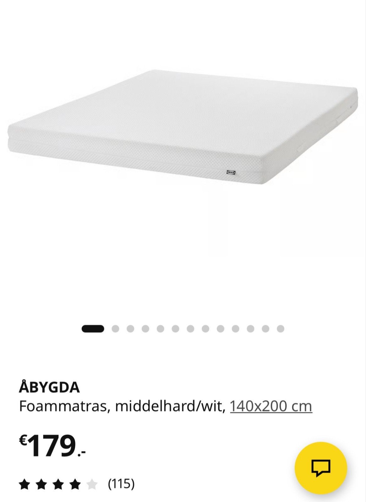 IKEA BRIMNES bedframe met opberglades en ÅBYGDA matras, Wit, Tweepersoons, Zo goed als nieuw, 200 cm