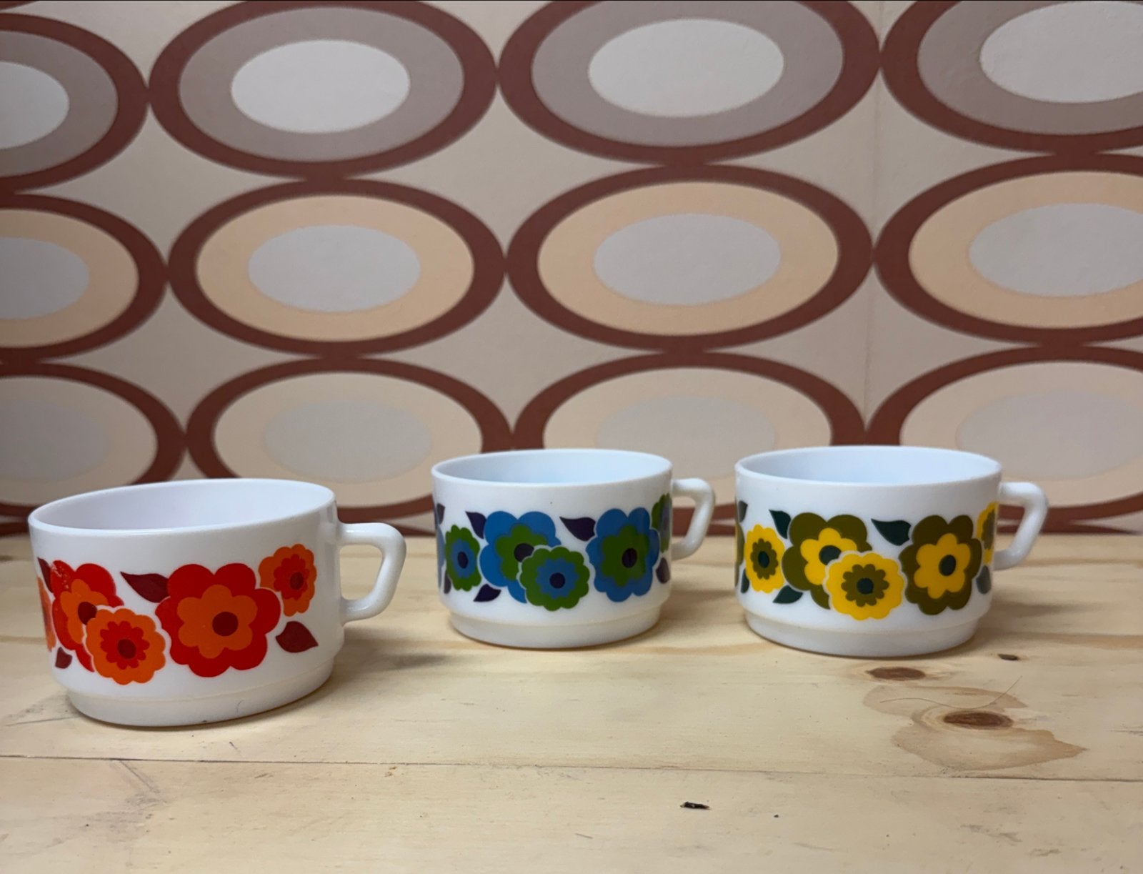 Vintage Arcopal France Lotus kopjes - seventies, Antiek en Kunst, Ophalen of Verzenden