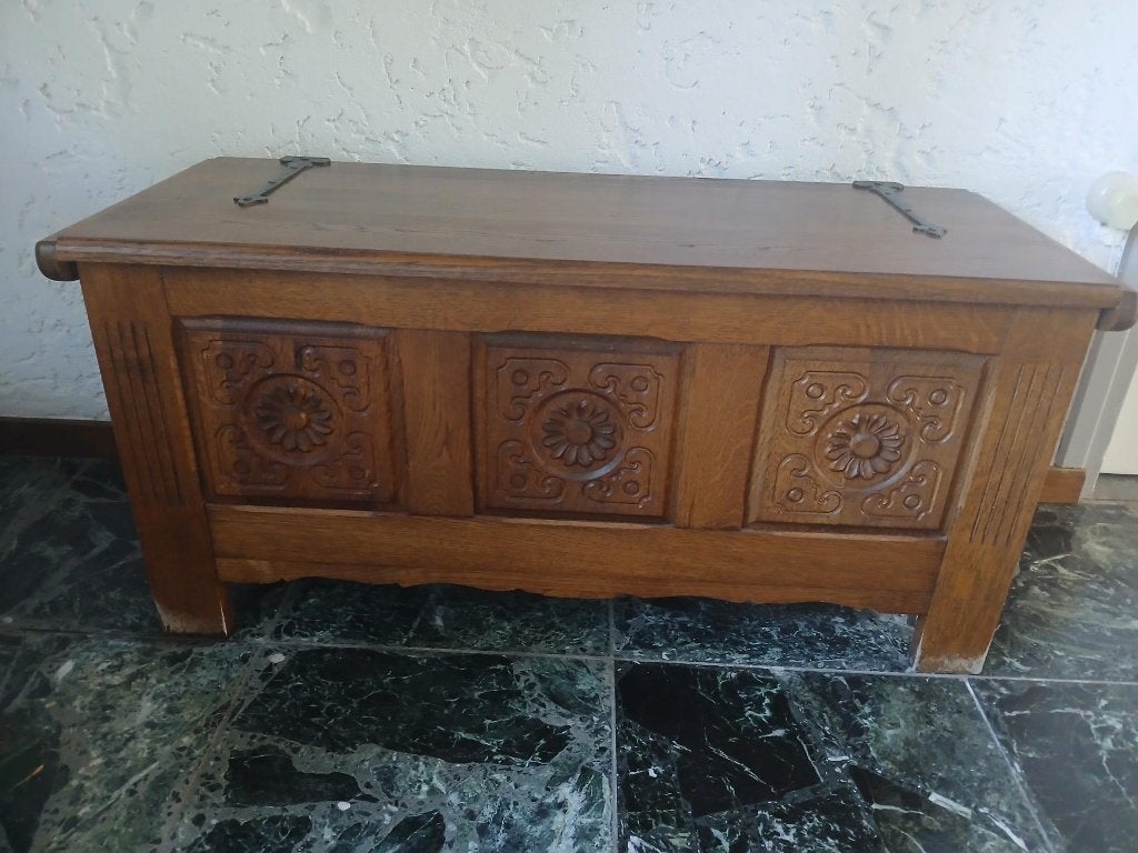 Eiken dekenkist, Ophalen, Minder dan 50 cm, Gebruikt, 50 tot 100 cm